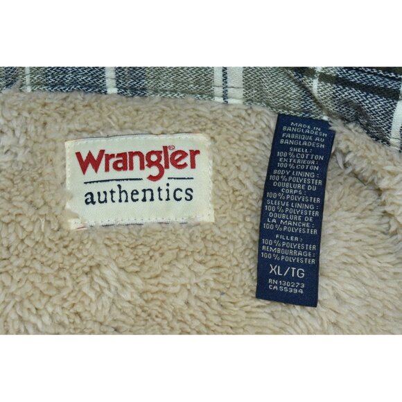 Wrangler Flannel Men's Shacket Size XL Green Plaid Sherpa Lined Button Up - Picture 9 of 13